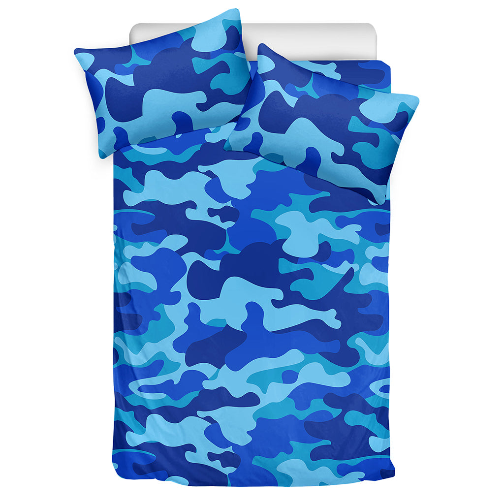 Blue Camouflage Print Duvet Cover Bedding Set