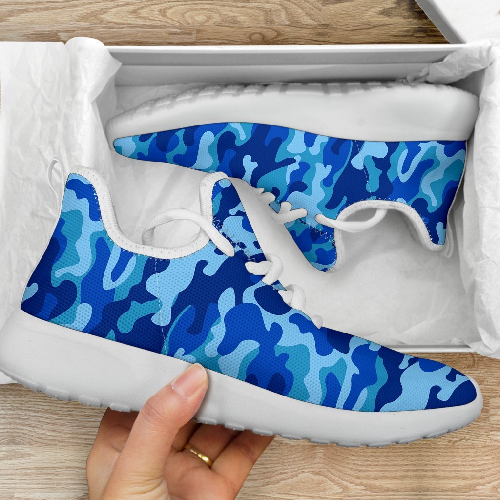 Blue Camouflage Print Mesh Knit Shoes GearFrost