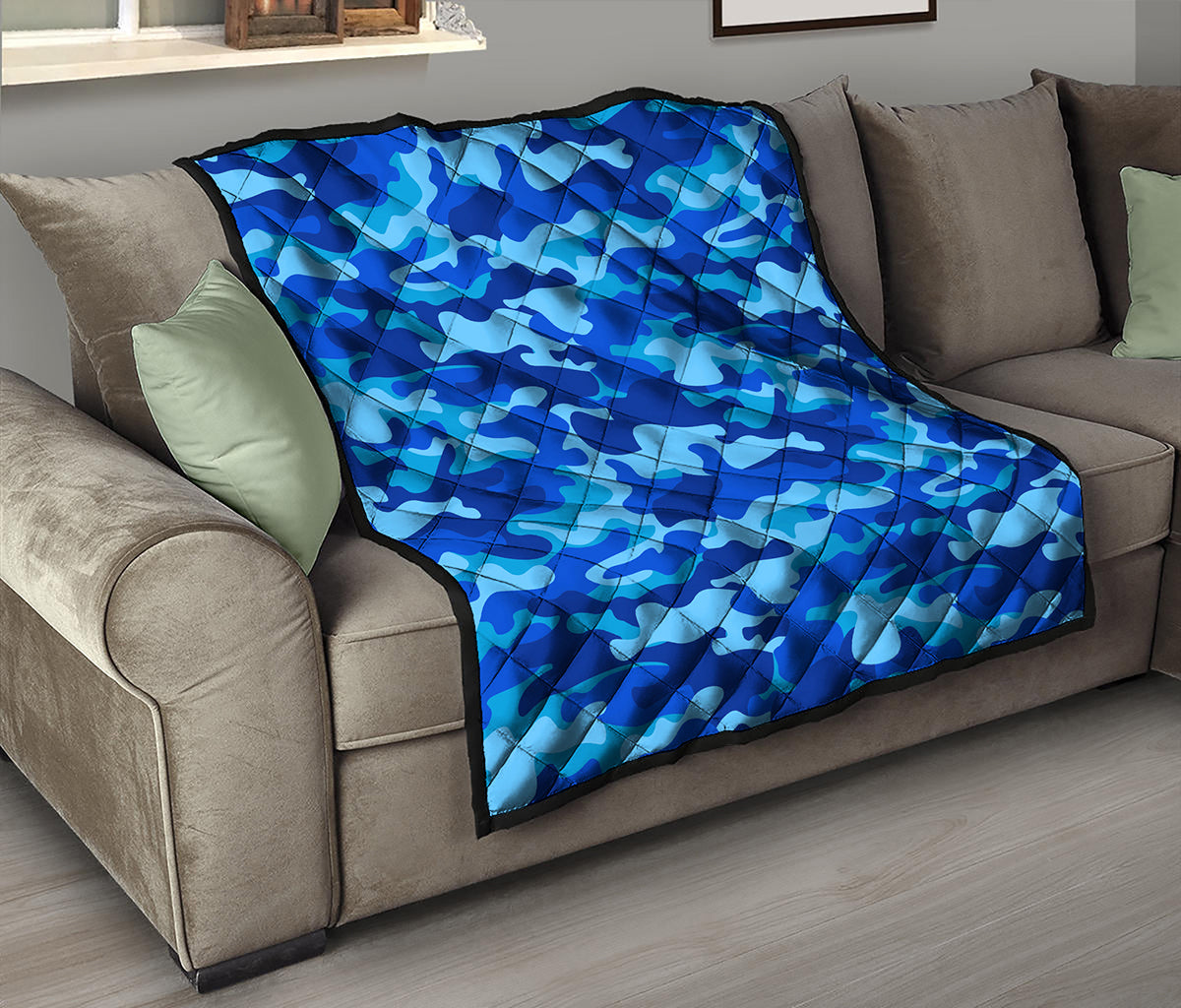 Blue Camouflage Print Quilt