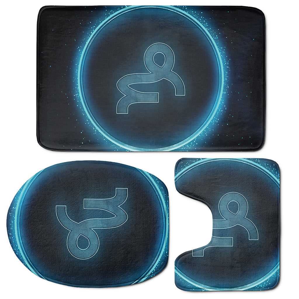 Blue Capricorn Zodiac Sign Print 3 Piece Bath Mat Set