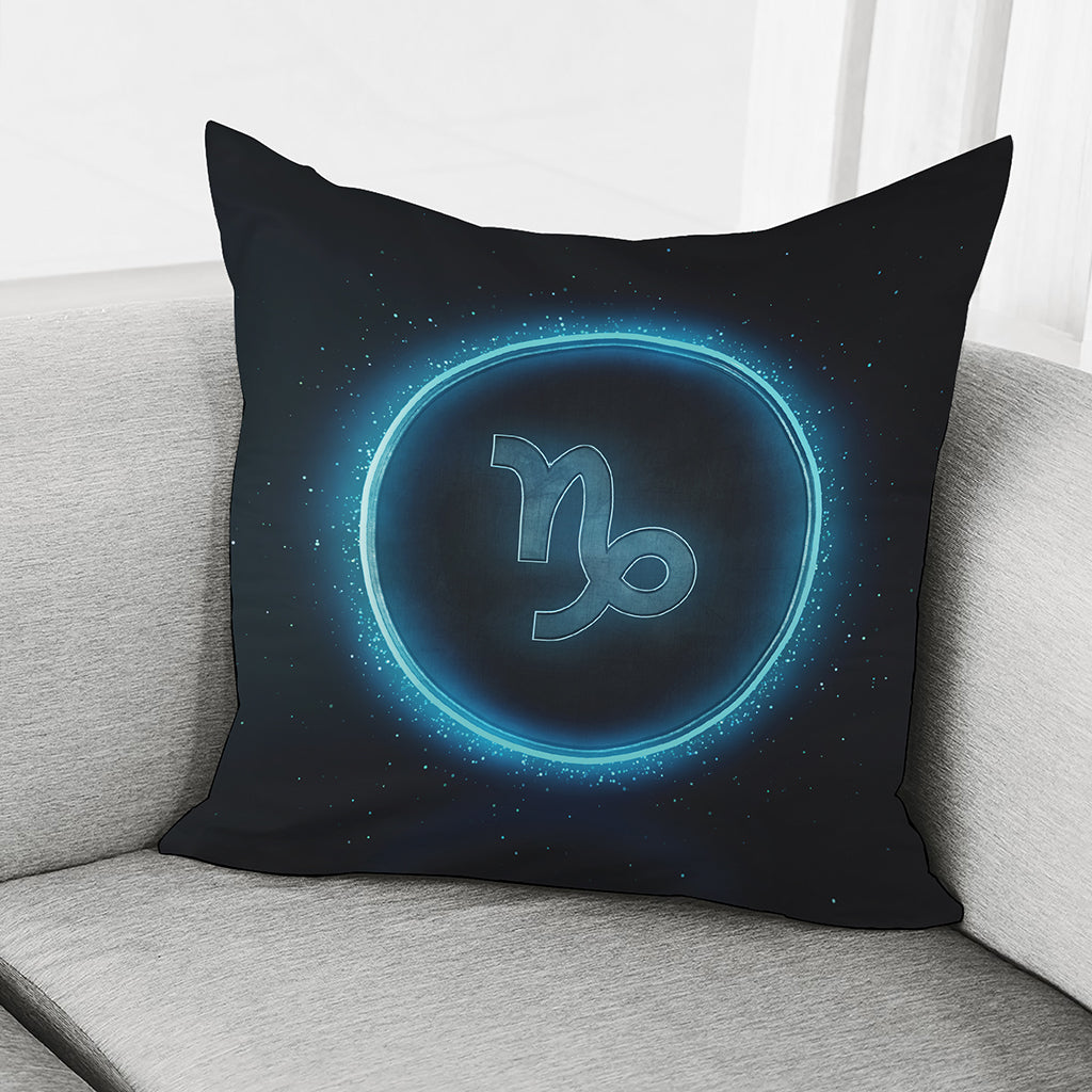 Blue Capricorn Zodiac Sign Print Pillow Cover