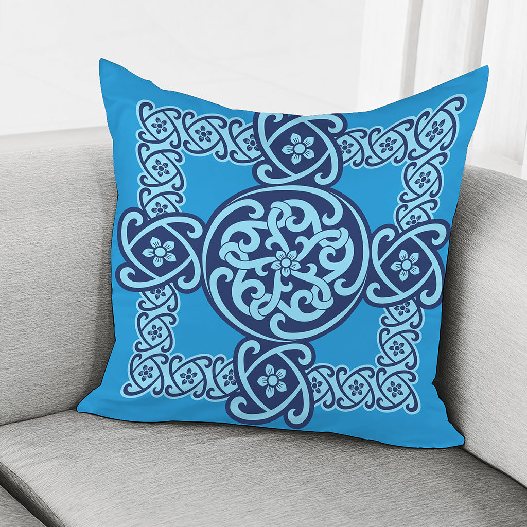 Blue Celtic Symbol Print Pillow Cover