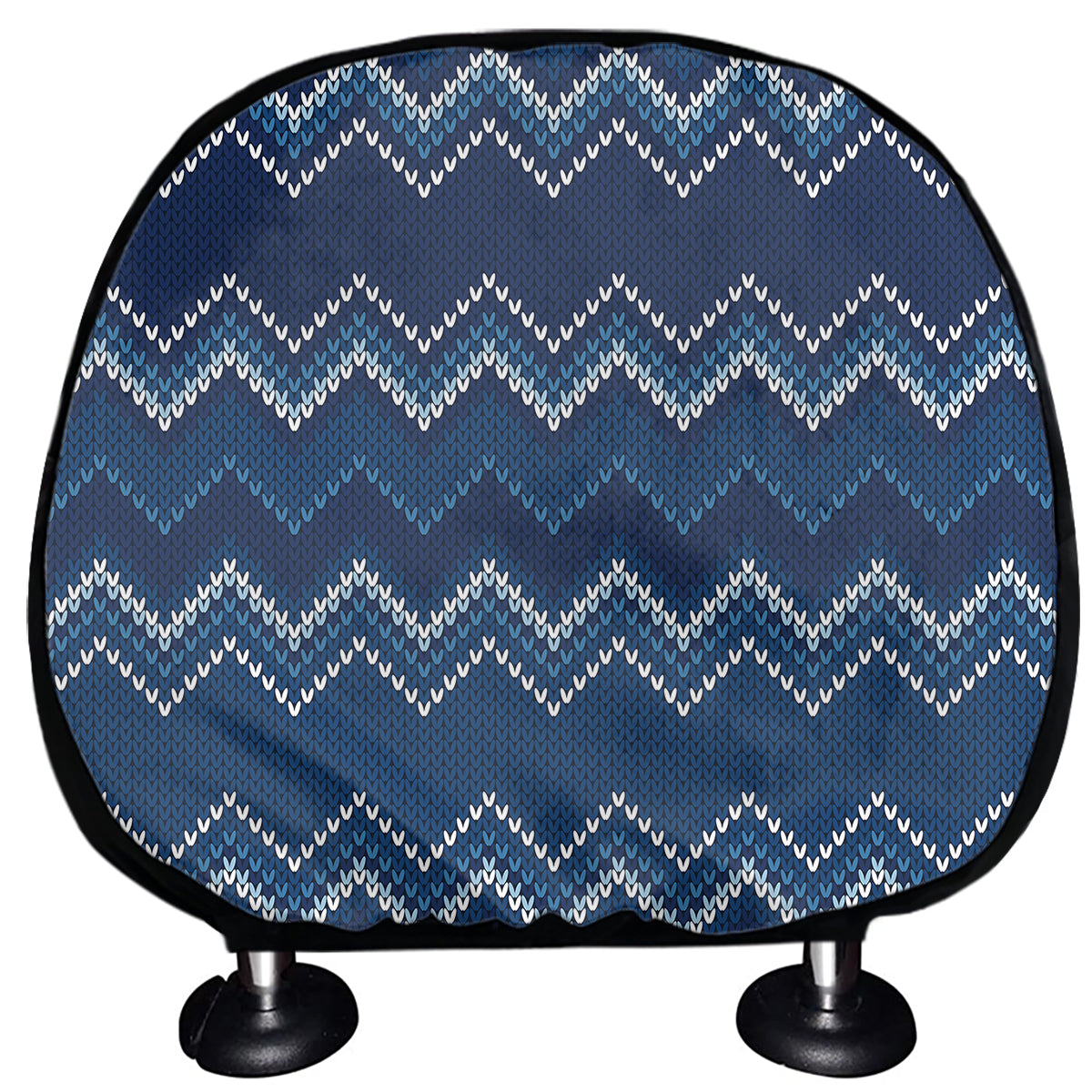 Blue Chevron Knitted Pattern Print Car Headrest Covers