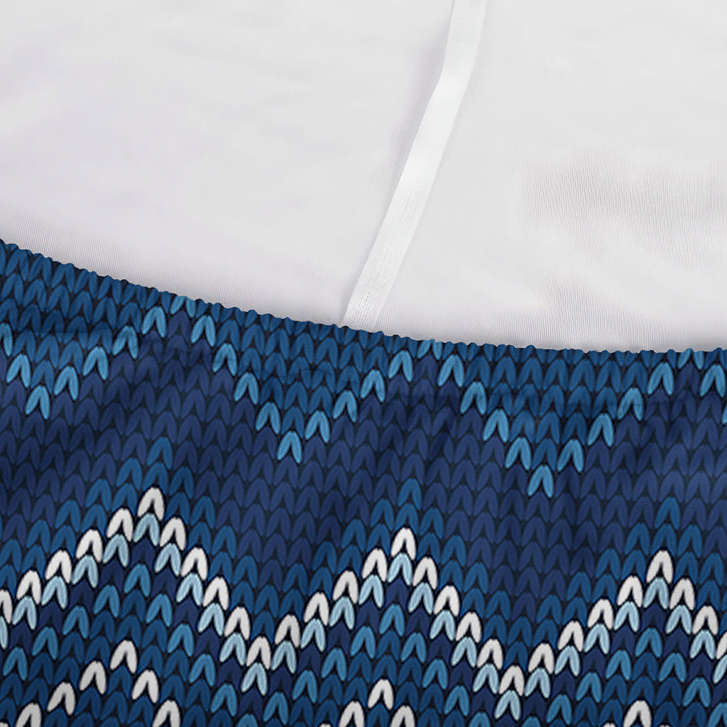 Blue Chevron Knitted Pattern Print Sofa Cover