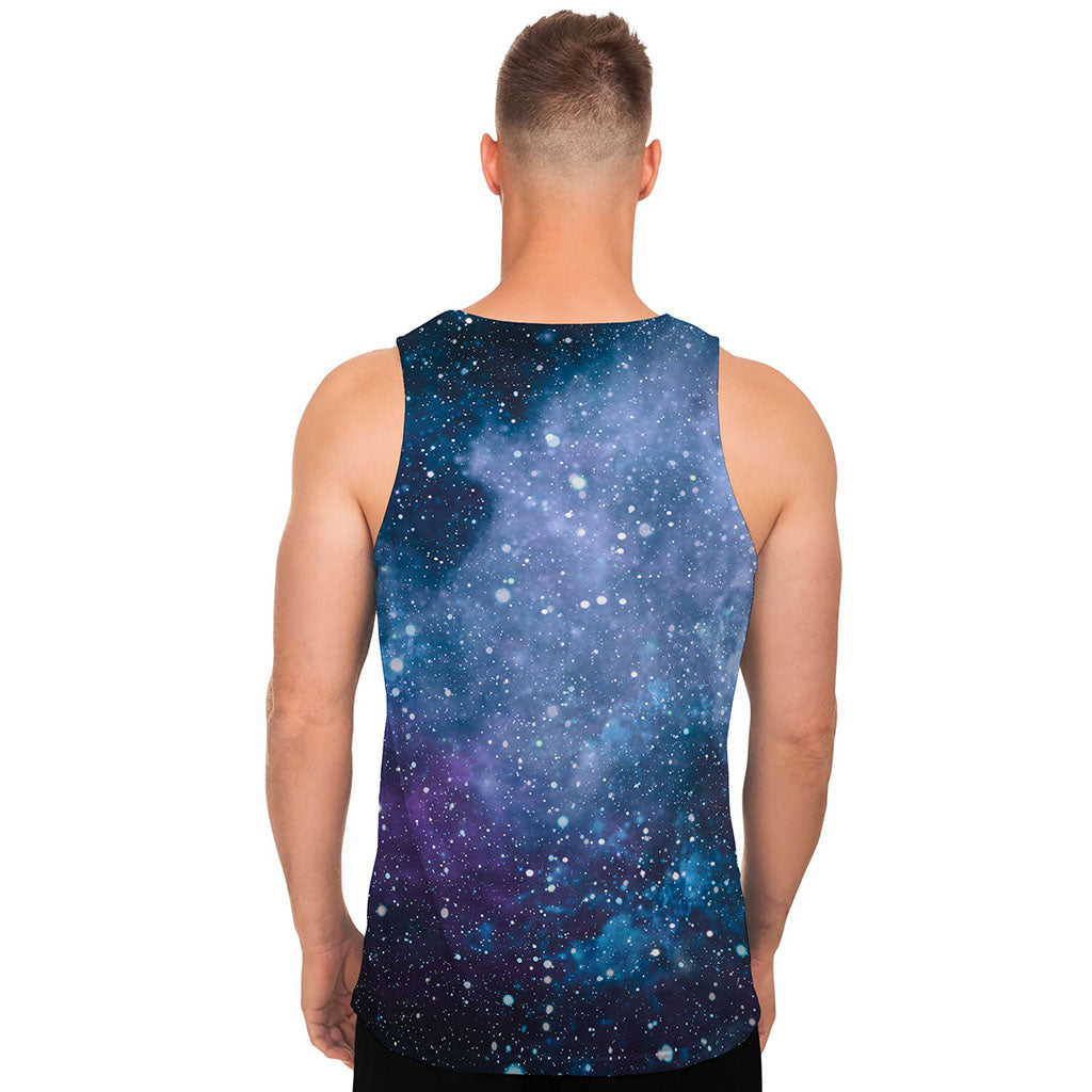 Blue Cloud Starfield Galaxy Space Print Men's Tank Top
