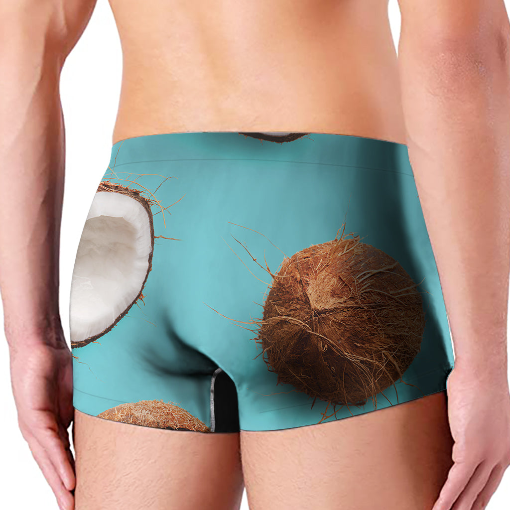 Blue Coconut Pattern Print Men's Boxer Briefs