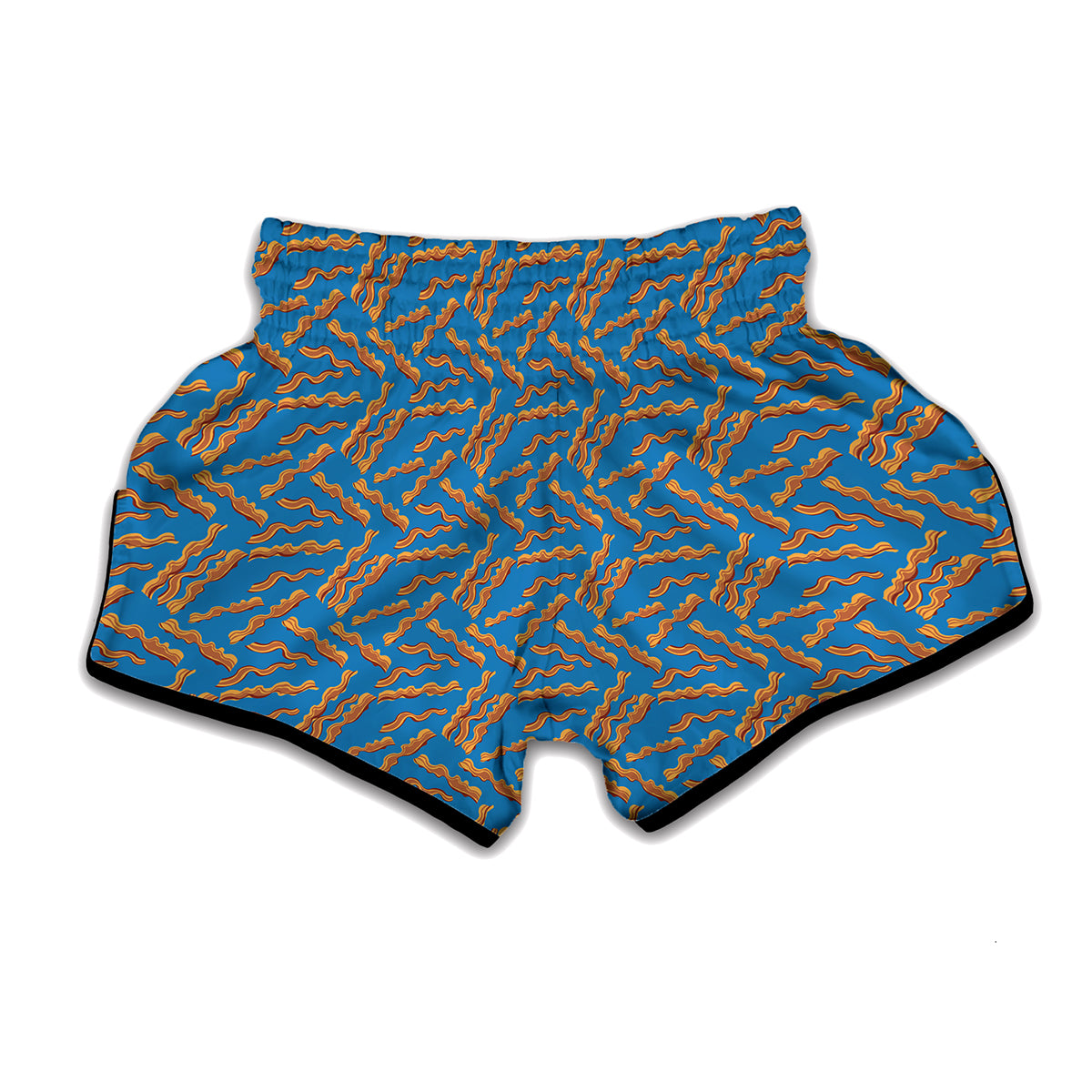 Blue Crispy Bacon Pattern Print Muay Thai Boxing Shorts