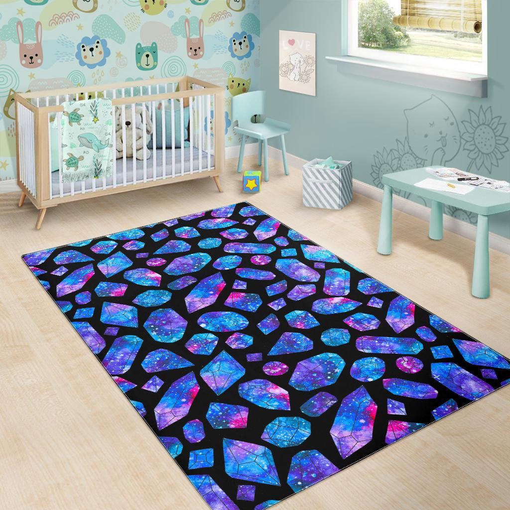 Blue Crystal Cosmic Galaxy Space Print Area Rug GearFrost