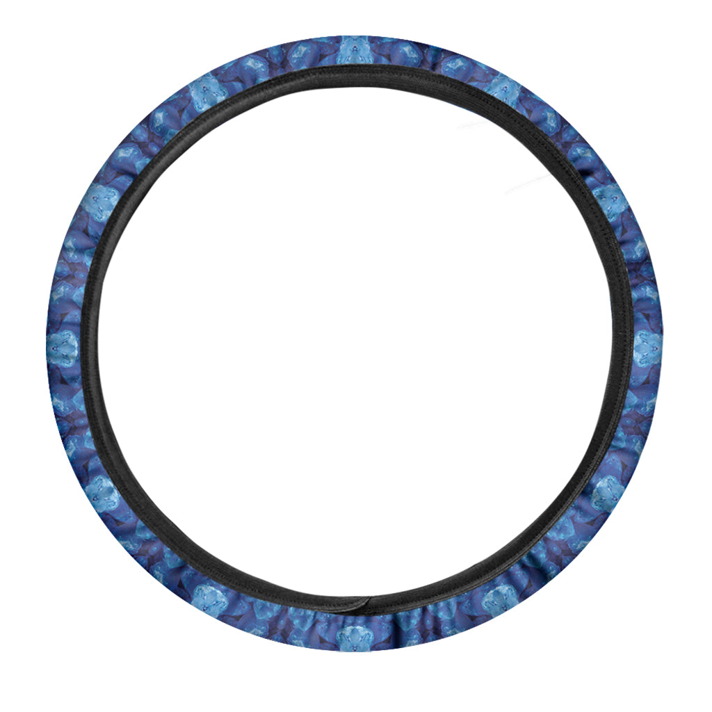 Blue Crystal Kaleidoscope Print Car Steering Wheel Cover