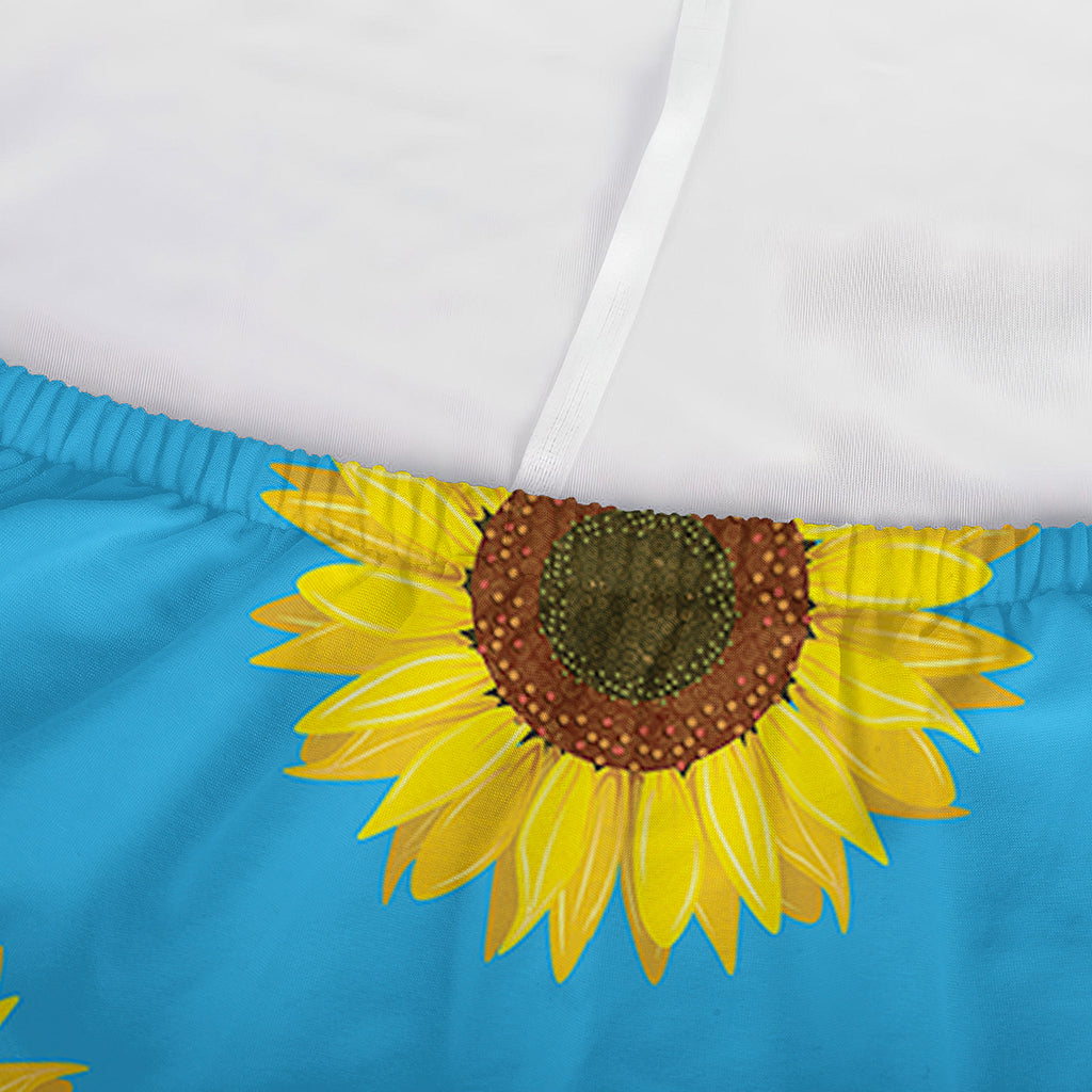 Blue Cute Sunflower Pattern Print Sofa Cover