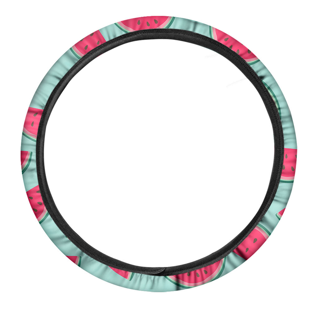 Blue Cute Watermelon Pattern Print Car Steering Wheel Cover