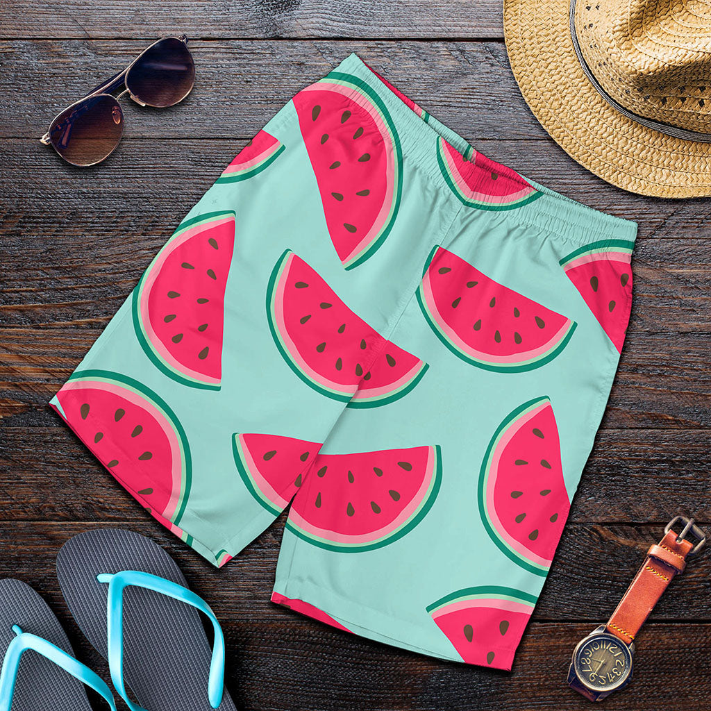 Blue Cute Watermelon Pattern Print Men's Shorts