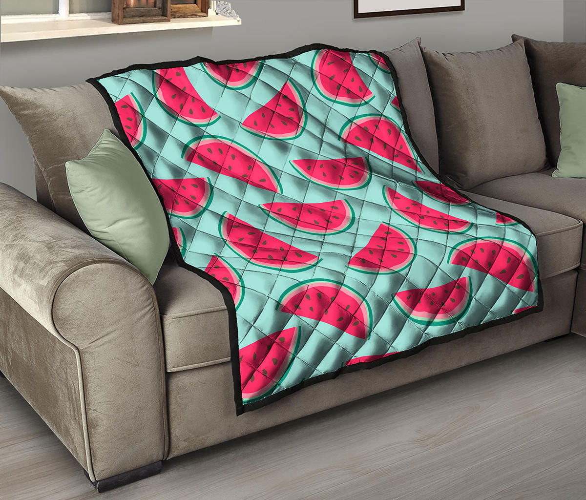 Blue Cute Watermelon Pattern Print Quilt