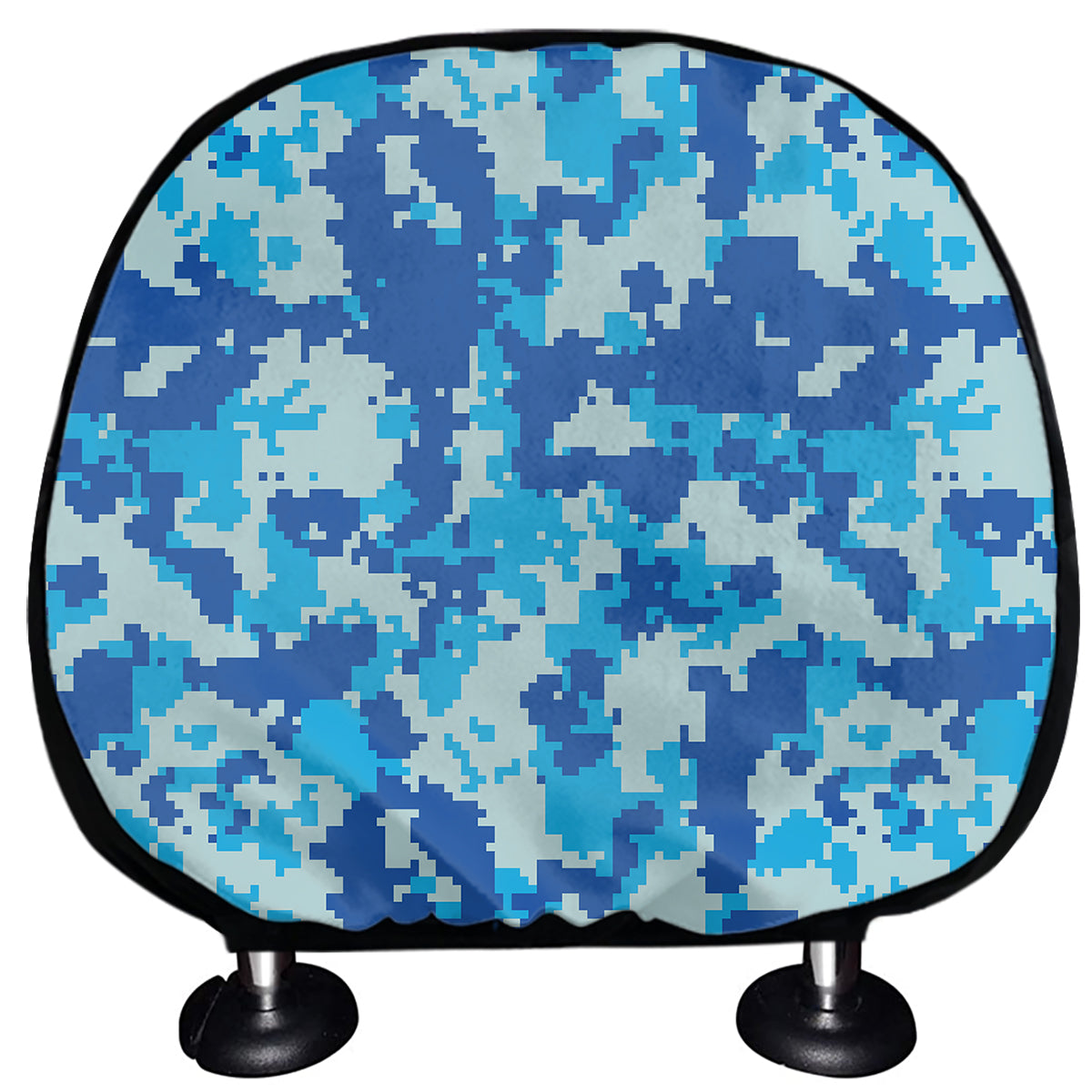 Blue Digital Camo Pattern Print Car Headrest Covers