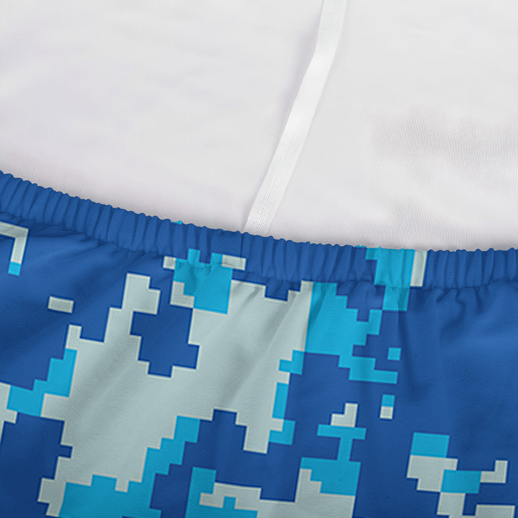 Blue Digital Camo Pattern Print Sofa Cover