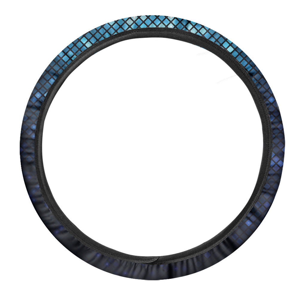 Blue Disco Lights Pattern Print Car Steering Wheel Cover