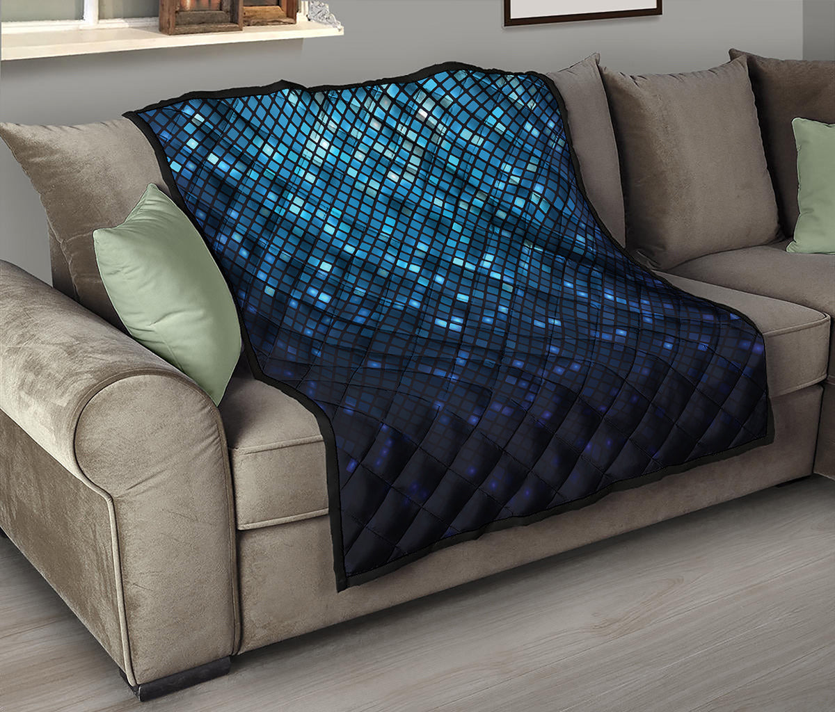 Blue Disco Lights Pattern Print Quilt