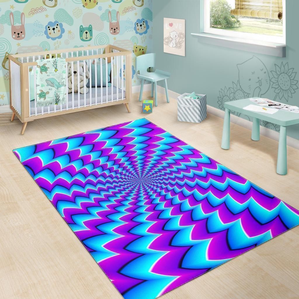 Blue Dizzy Moving Optical Illusion Area Rug GearFrost