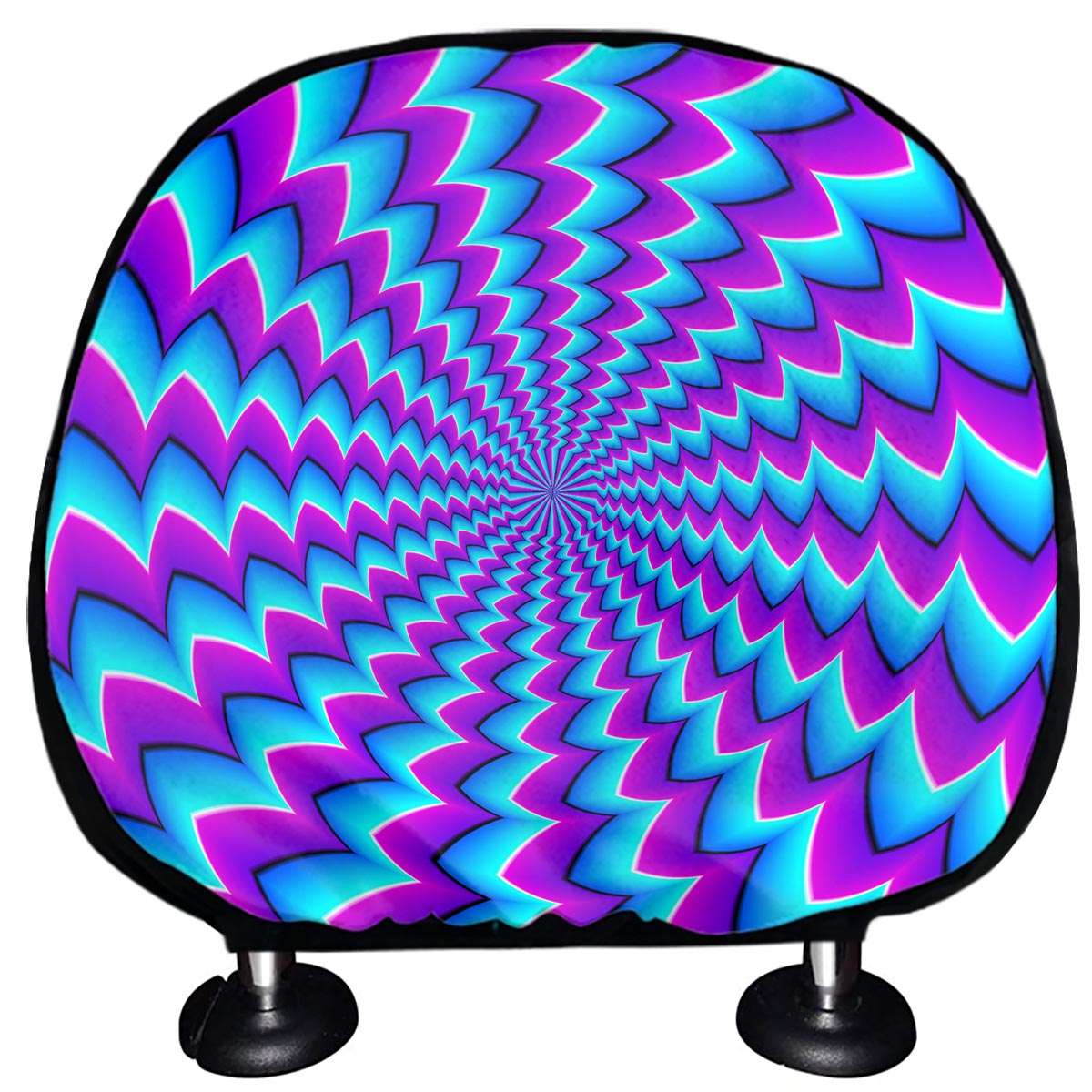 Blue Dizzy Moving Optical Illusion Car Headrest Covers