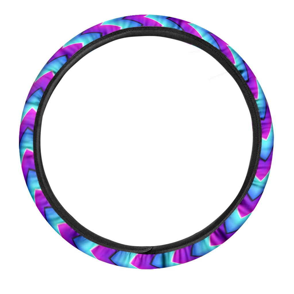 Blue Dizzy Moving Optical Illusion Car Steering Wheel Cover