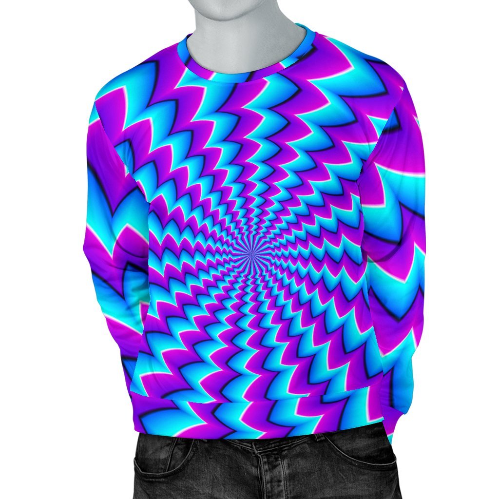 Blue Dizzy Moving Optical Illusion Men's Crewneck Sweatshirt GearFrost