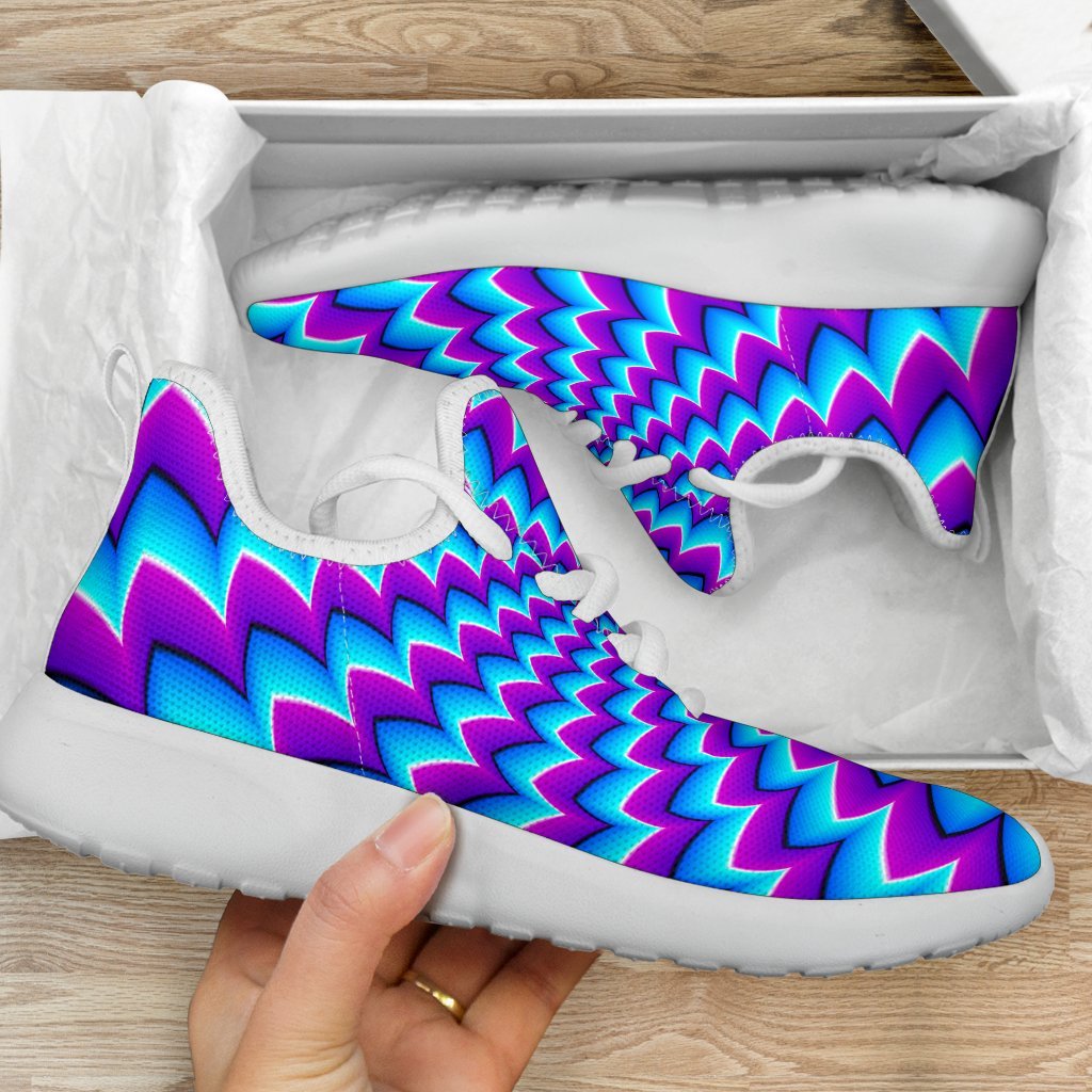 Blue Dizzy Moving Optical Illusion Mesh Knit Shoes GearFrost