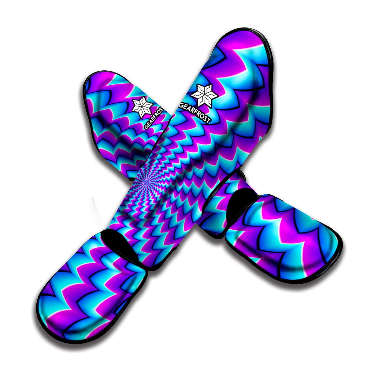 Blue Dizzy Moving Optical Illusion Muay Thai Shin Guard
