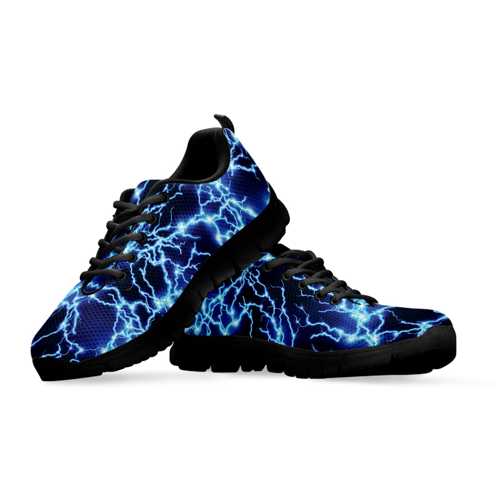 Blue Electric Lightning Print Black Sneakers