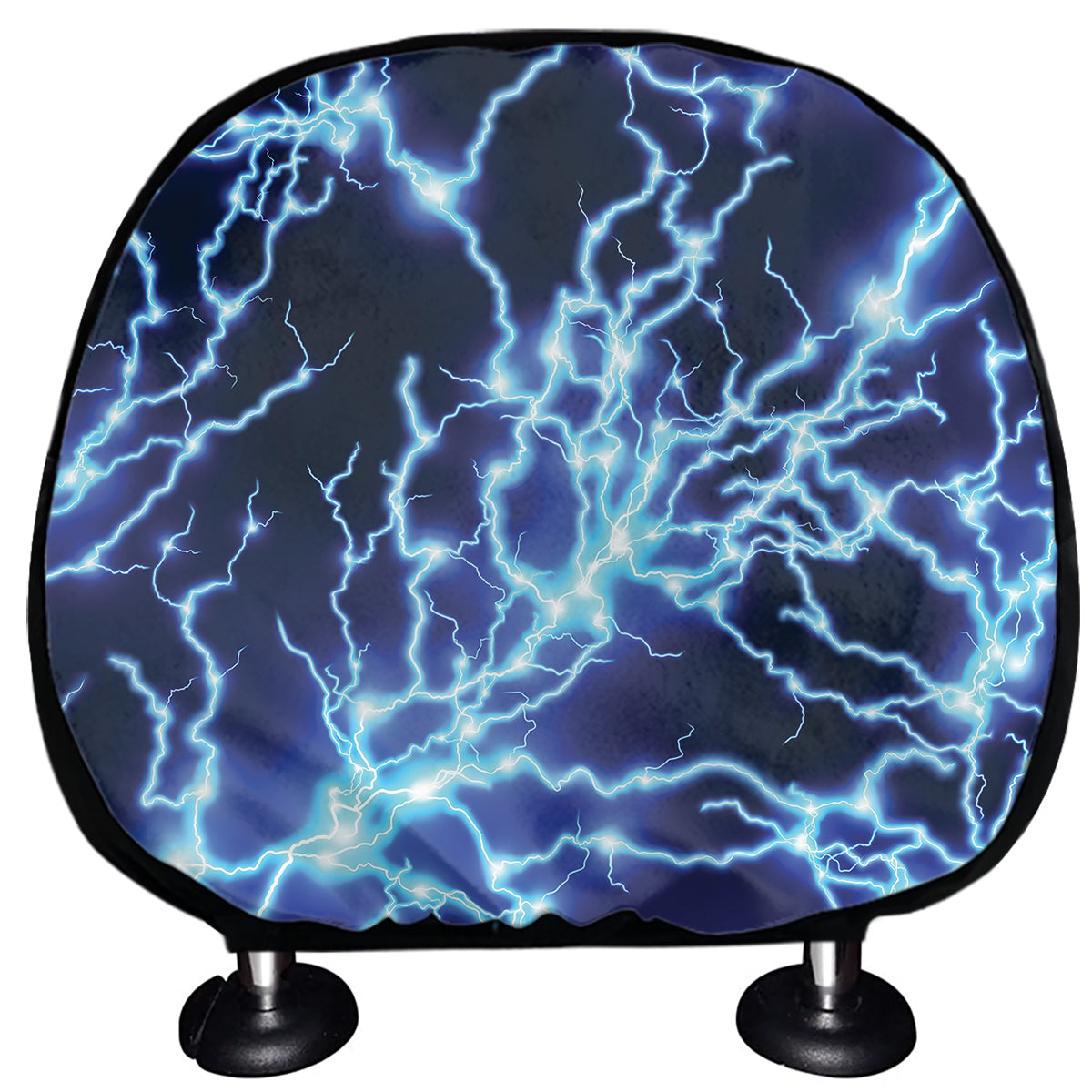 Blue Electric Lightning Print Car Headrest Covers