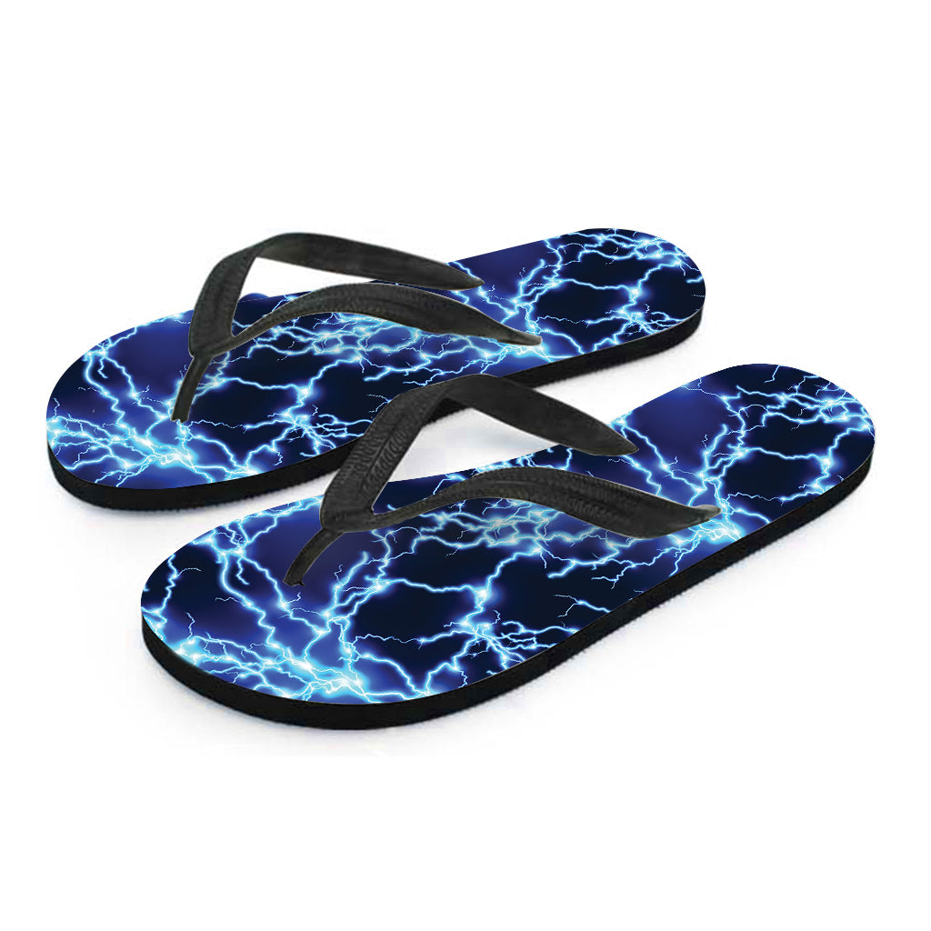 Blue Electric Lightning Print Flip Flops
