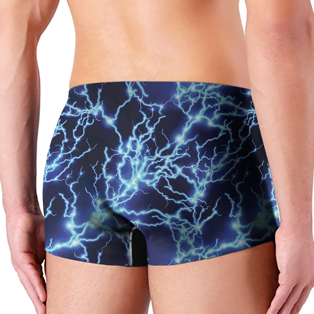 Blue Electric Lightning Print Men's Boxer Briefs
