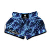 Blue Electric Lightning Print Muay Thai Boxing Shorts