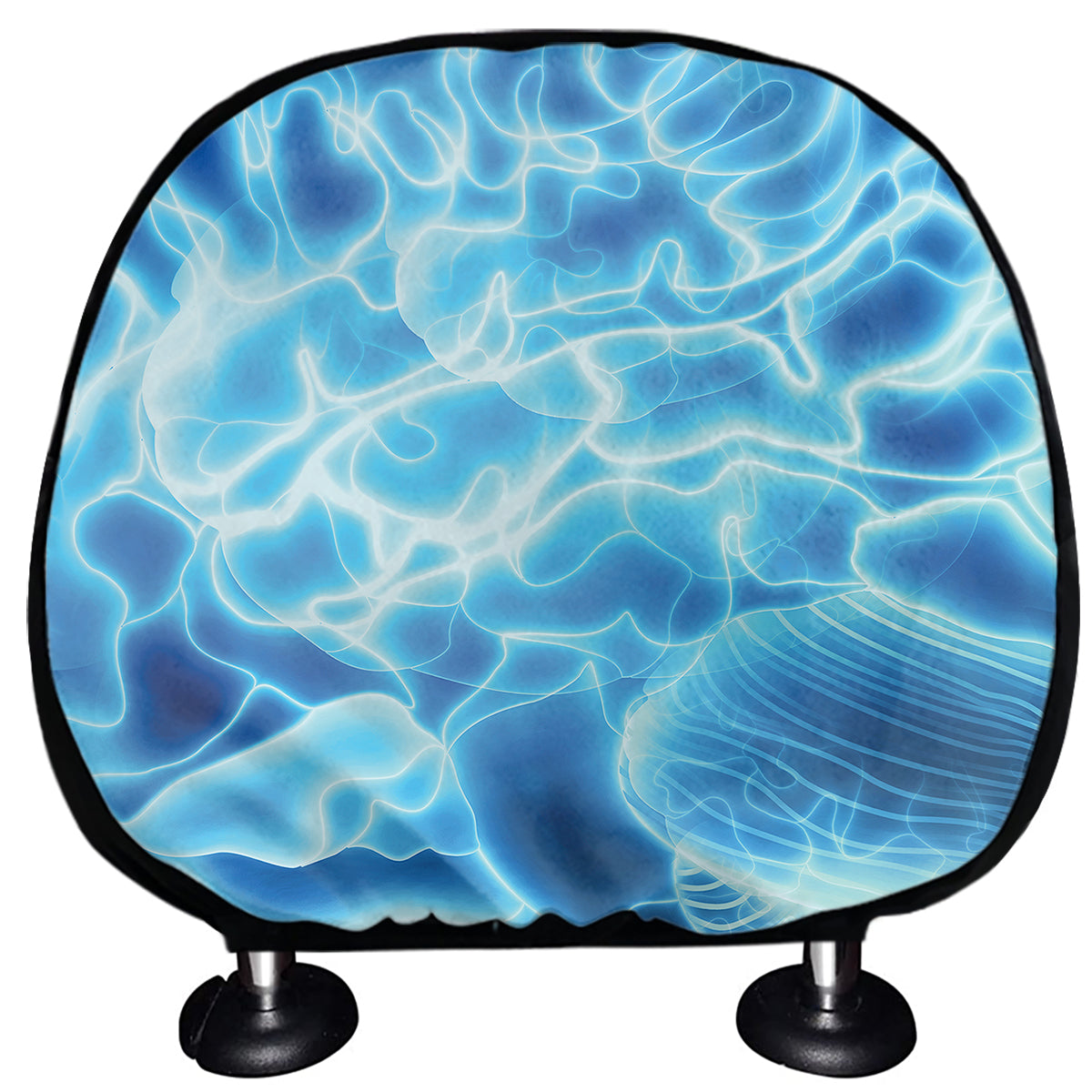 Blue Electrical Brain Activity Print Car Headrest Covers