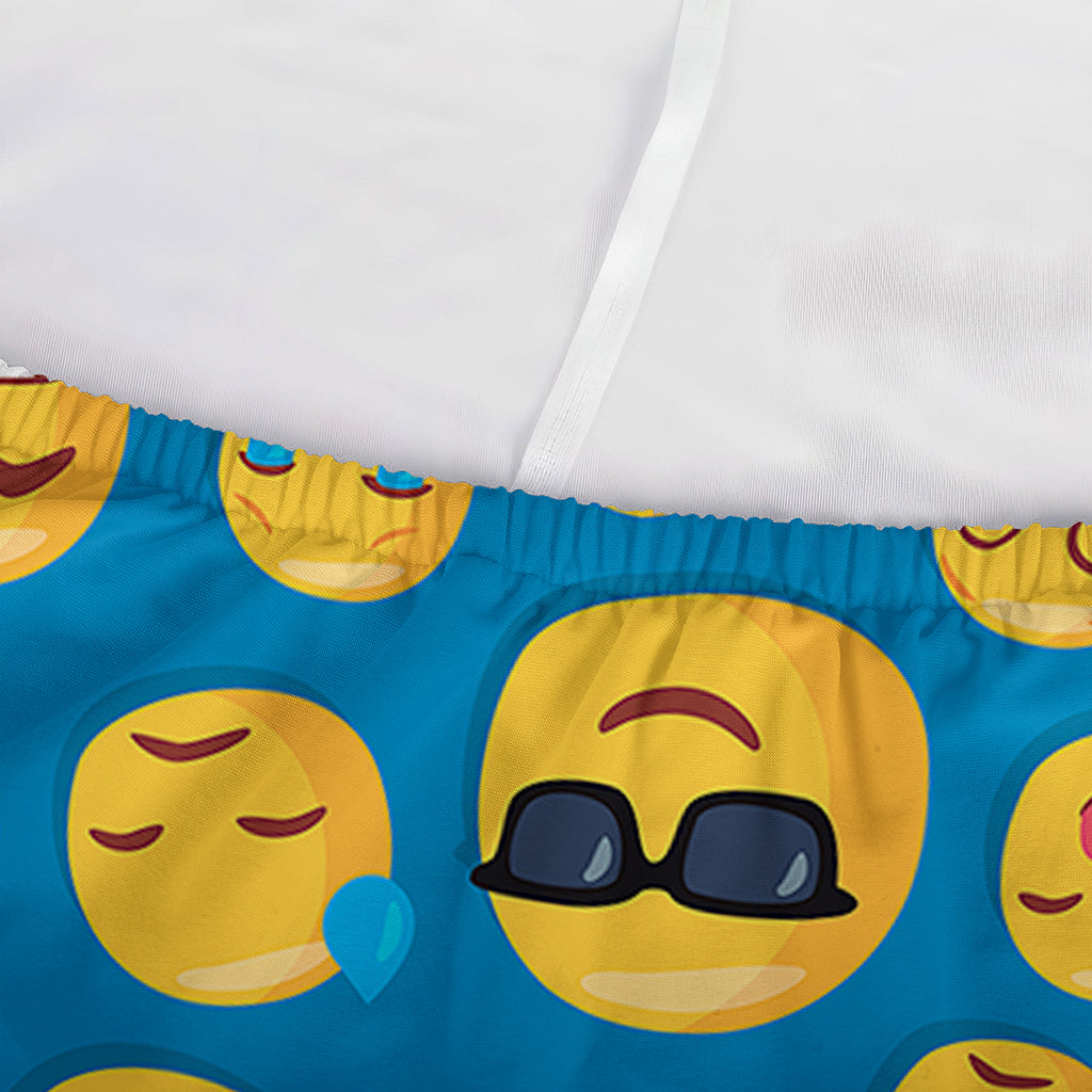 Blue Emoji Pattern Print Sofa Cover