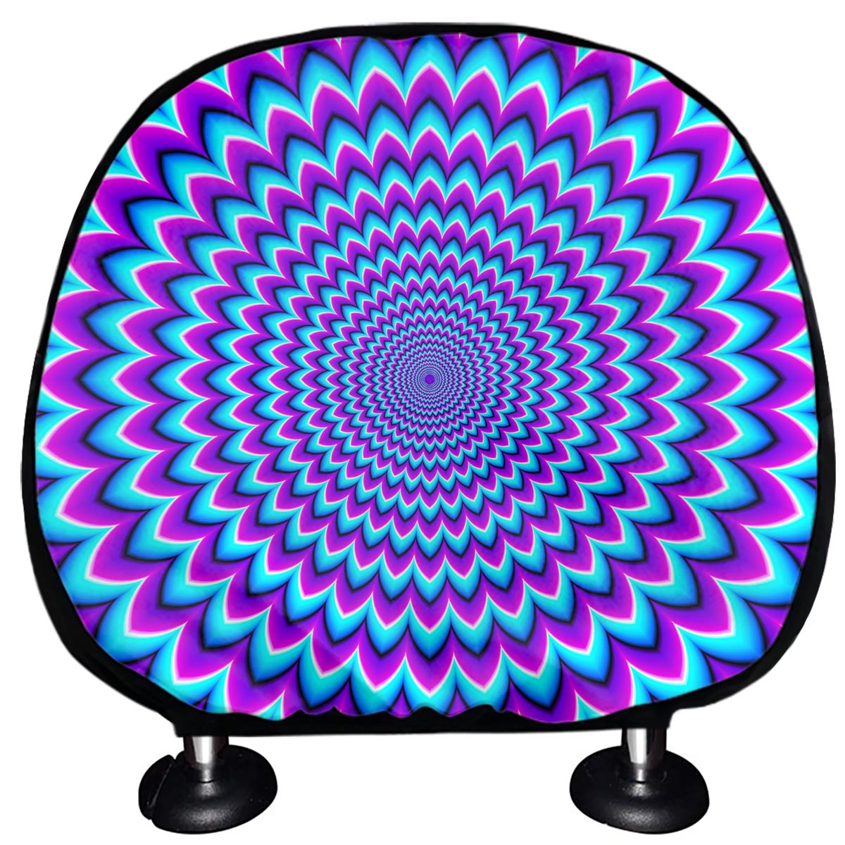 Blue Expansion Moving Optical Illusion Car Headrest Covers