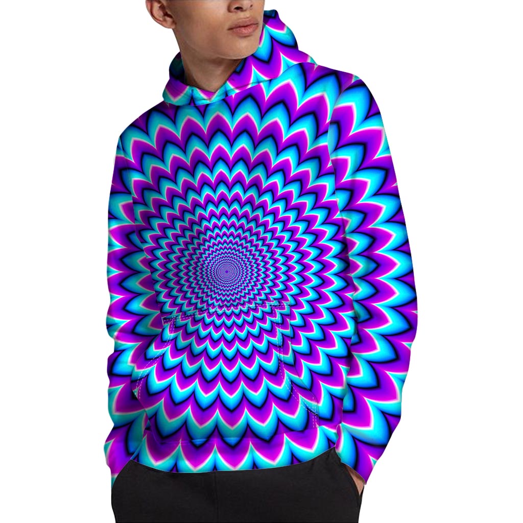 Blue Expansion Moving Optical Illusion Pullover Hoodie