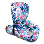 Blue Fairy Rose Unicorn Pattern Print Boxing Gloves