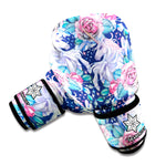 Blue Fairy Rose Unicorn Pattern Print Boxing Gloves