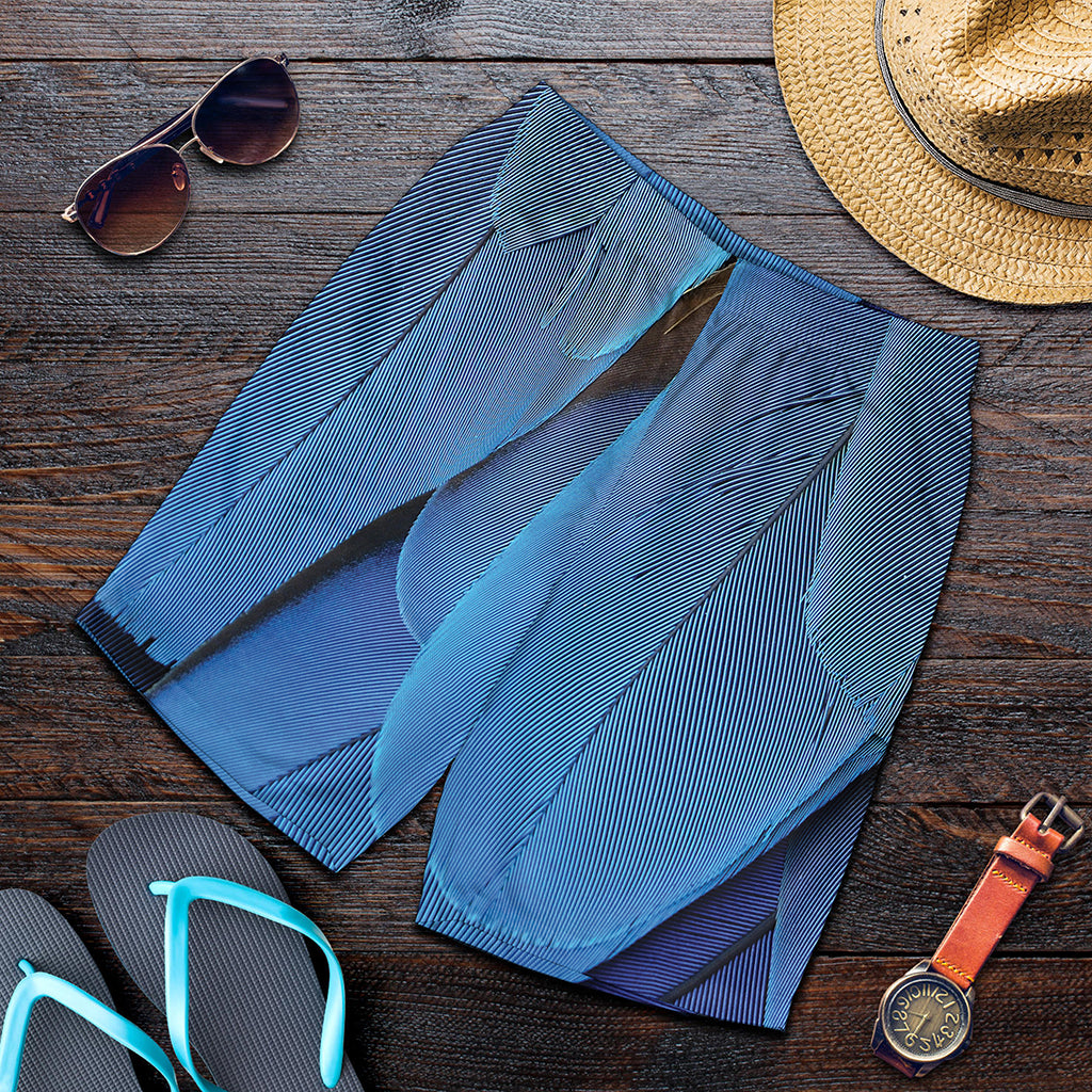 Blue Feather Print Men's Shorts