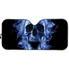 Blue Flaming Skull Print Car Sun Shade