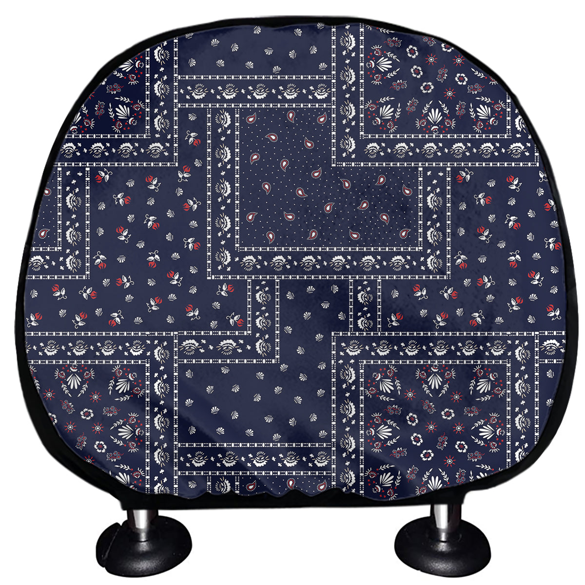 Blue Floral Patchwork Pattern Print Car Headrest Covers