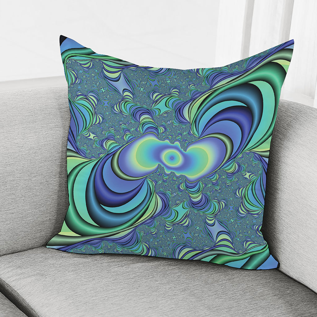 Blue Fractal Print Pillow Cover