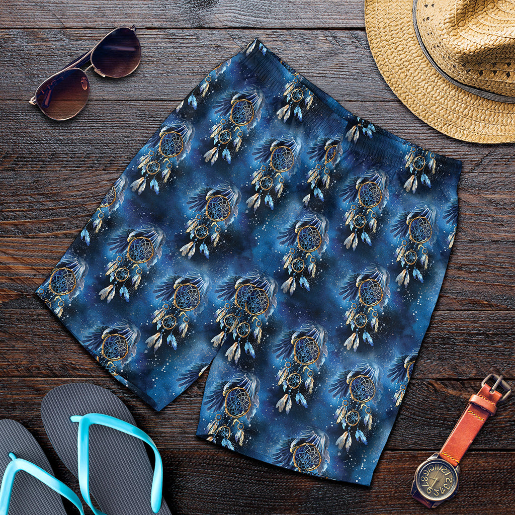 Blue Galaxy Dream Catcher Pattern Print Men's Shorts