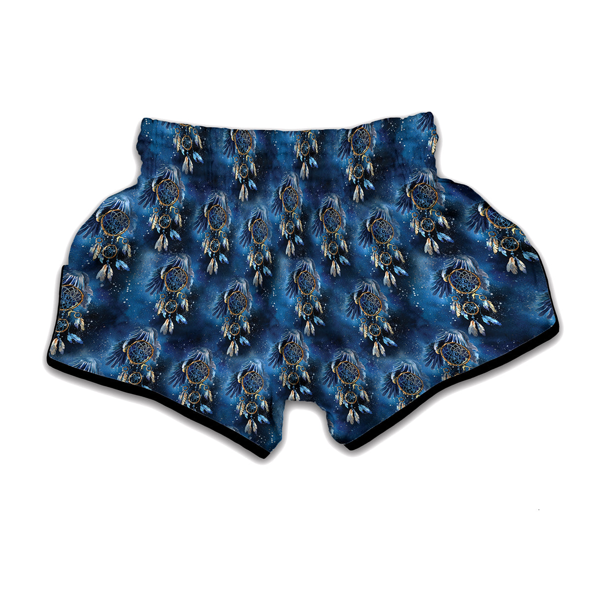 Blue Galaxy Dream Catcher Pattern Print Muay Thai Boxing Shorts