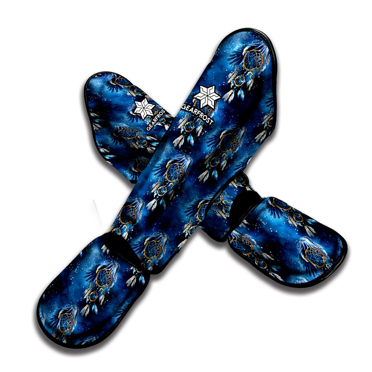 Blue Galaxy Dream Catcher Pattern Print Muay Thai Shin Guard