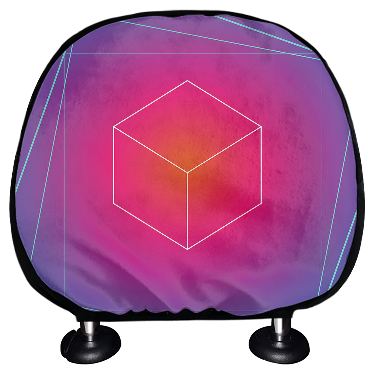 Blue Geometric EDM Light Print Car Headrest Covers