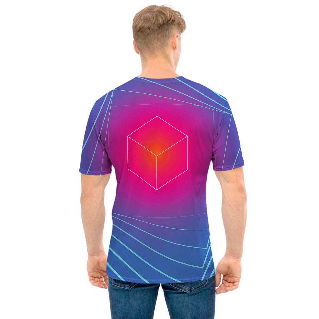 Blue Geometric EDM Light Print Men's T-Shirt
