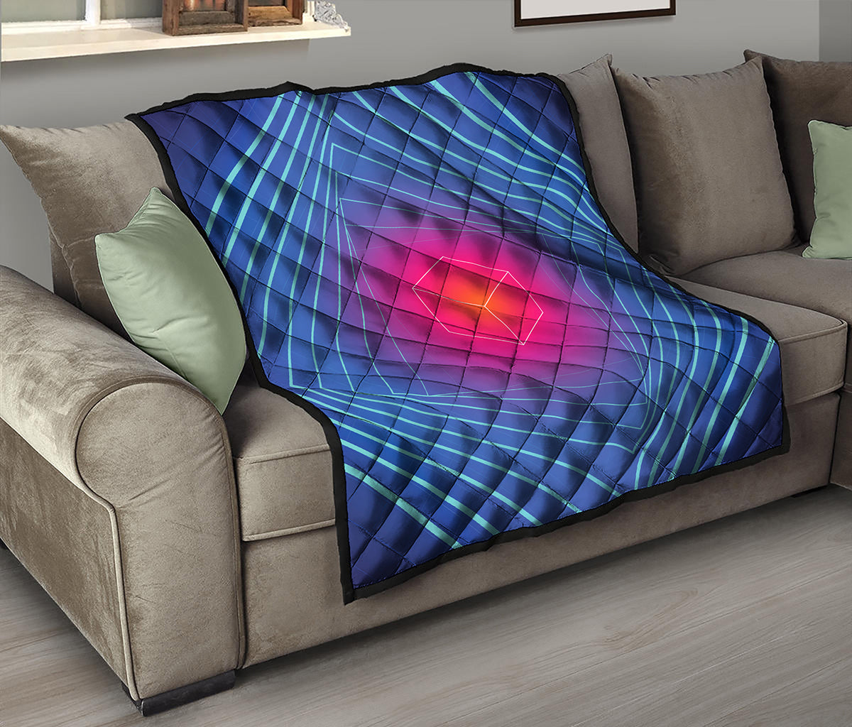 Blue Geometric EDM Light Print Quilt