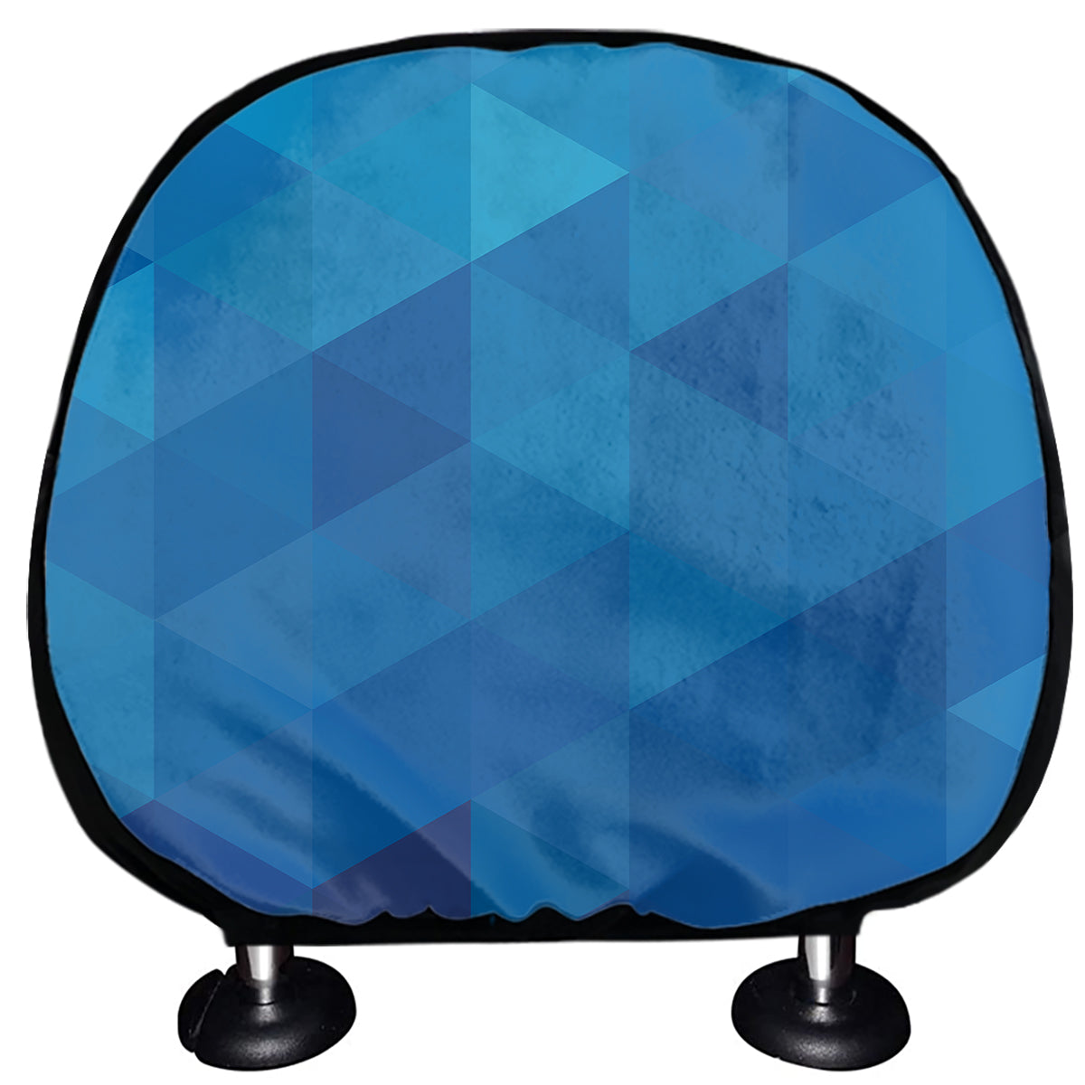 Blue Geometric Triangle Pattern Print Car Headrest Covers