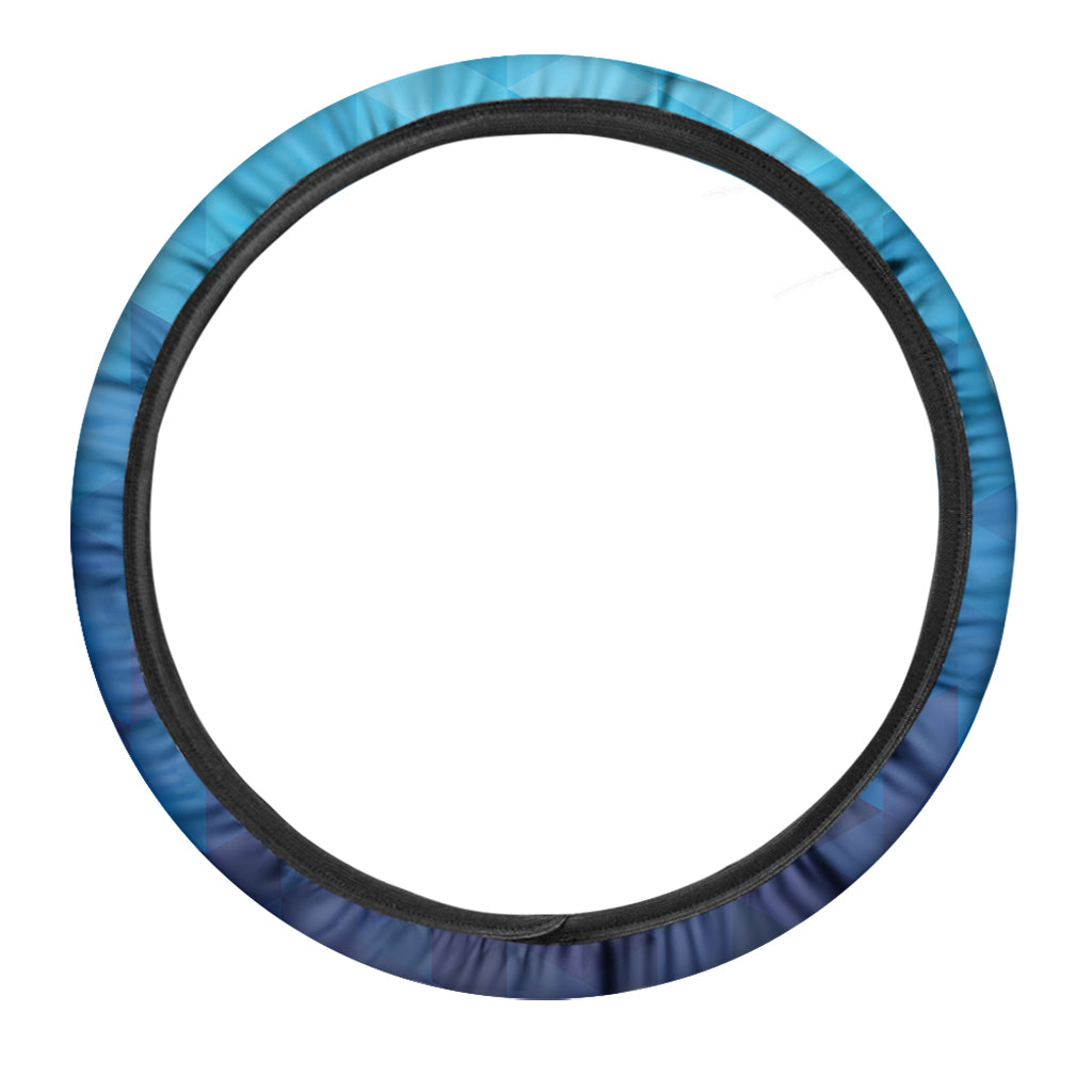 Blue Geometric Triangle Pattern Print Car Steering Wheel Cover